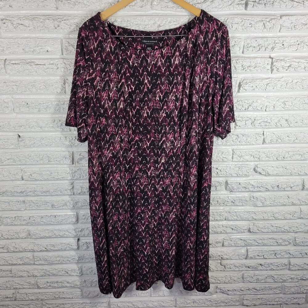 Connected Women's 22W Dress Purple Watercolor Geometric Knee Length GEO2XE